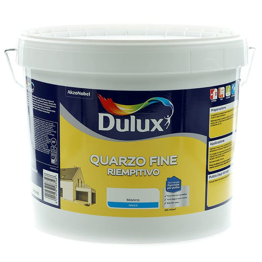 Dulux Pittura Riempitiva a Base di Farina di Quarzo a Grana Fine per Esterni Anti Alga e Anti Muffa, 10 Litri, Bianco