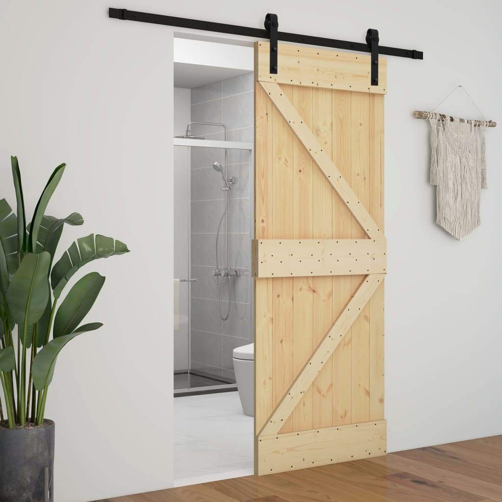 vidaXL Porta Scorrevole con Set Hardware 80x210 cm in Legno di Pino