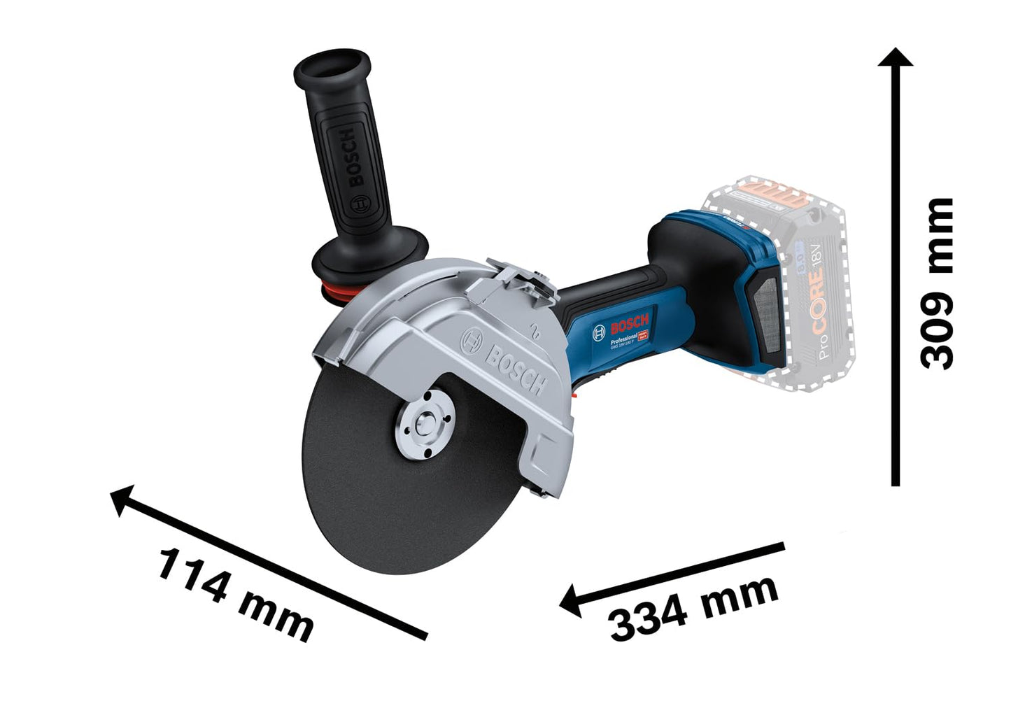 Bosch Professional BITURBO Smerigliatrice angolare a batteria GWS 18V-180 P (Ø mola 180 mm, profondità di taglio 230 mm, interruttore PROtection, incl. 2 mole da taglio, 1 mola diamantata)