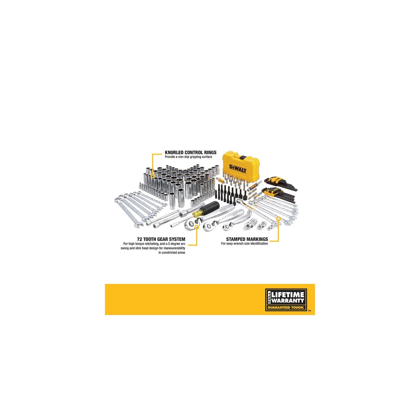 DEWALT DWMT73803 - Kit attrezzi meccanici e bussole, 168 pezzi