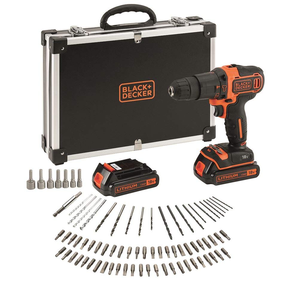 BLACK+DECKER Macchina foratrice a batteria, set da 80 pezzi, 1 pezzo, BDCHD18BAFC