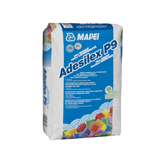 Adesivo cementizio bianco per incollaggio di piastrelle ceramiche e materiale lapideo 25Kg Adesilex P9 Mapei - Colore: BIANCO