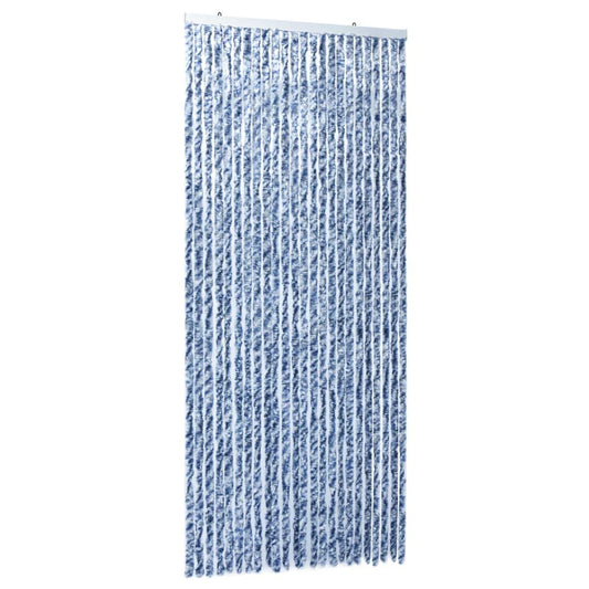 vidaXL Tenda Antimosche per Finestre e Porte Leggera Resistente all'Acqua Silenziosa Zanzariera Antiisetti 100x220 cm in Ciniglia Blu Bianca e Argento