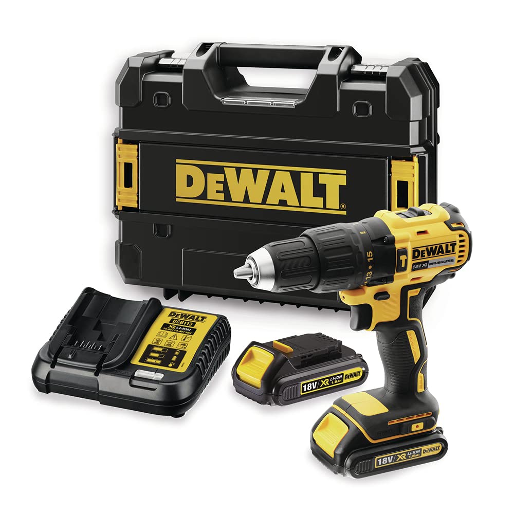 DEWALT DCD778S2T-QW Trapano Avvitatore, 2 velocità a Percussione, Motore Brushless con Doppia Batteria in Valigetta, 1.5 W, 18 V, 1/2_pollice