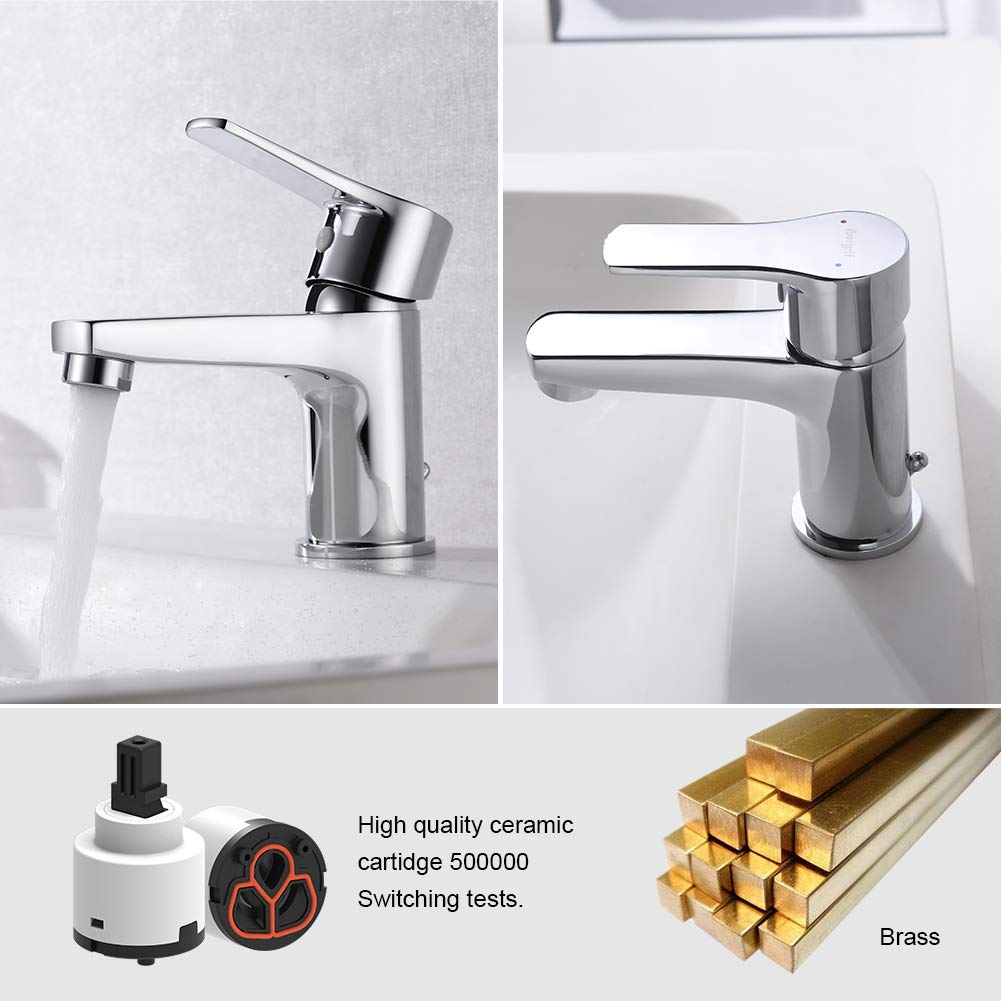 Ibergrif M15050-Roma Bidè per Lavabo Rubinetto per Bagno, Cromo & Star, Miscelatore Monocomando per Bagno, Rubinetto per Lavabo, Cromo, Argento