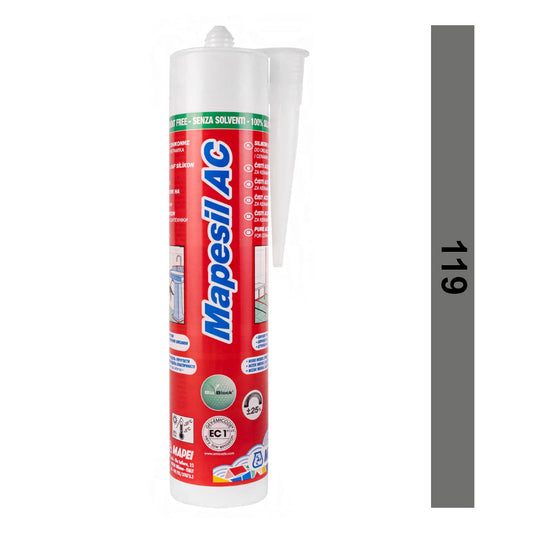 Mapesil AC - Silicone sigillante resistente alla muffa, grigio Londra 119 (grigio Londra)