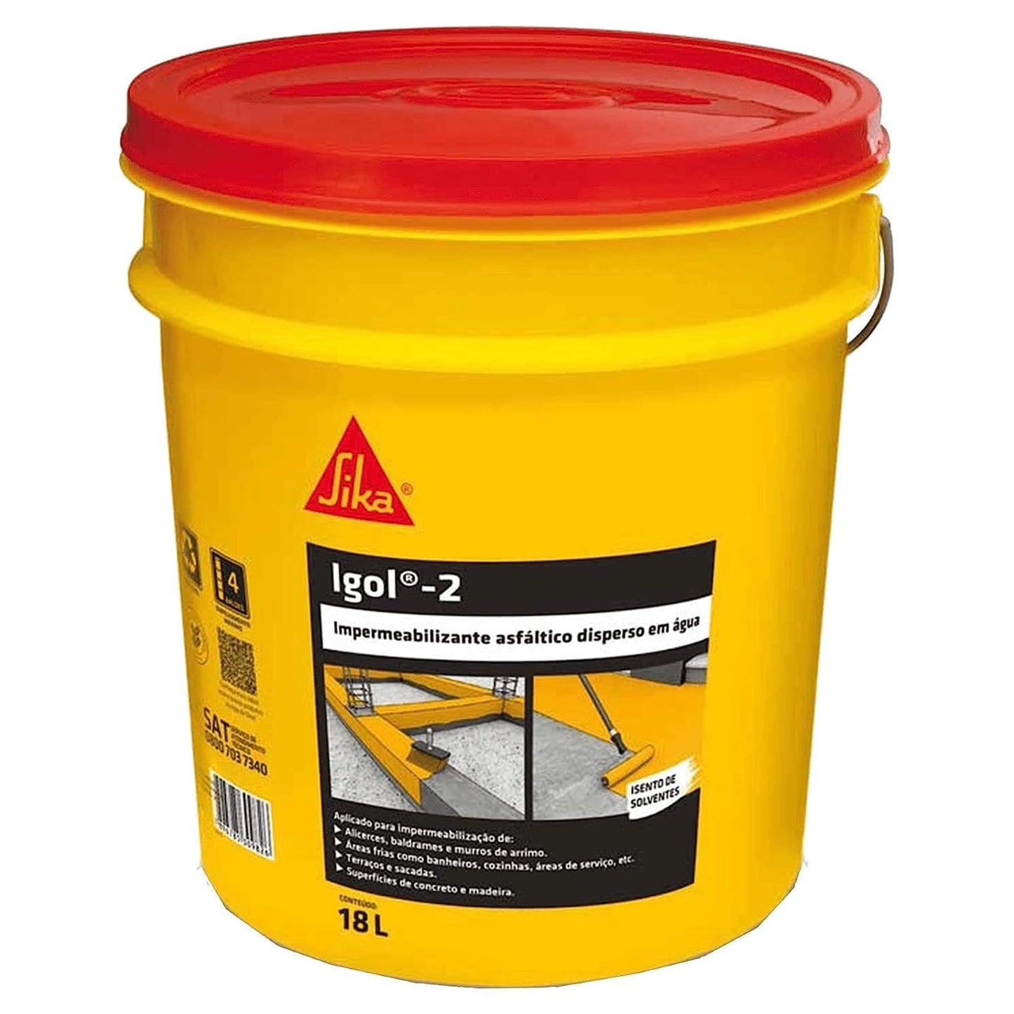 Sika - Sika Igol 2, Nero - Pasta bituminosa impermeabile all'acqua e alle soluzioni saline per opere interrate - Facilità di posa - Secchio da 18kg