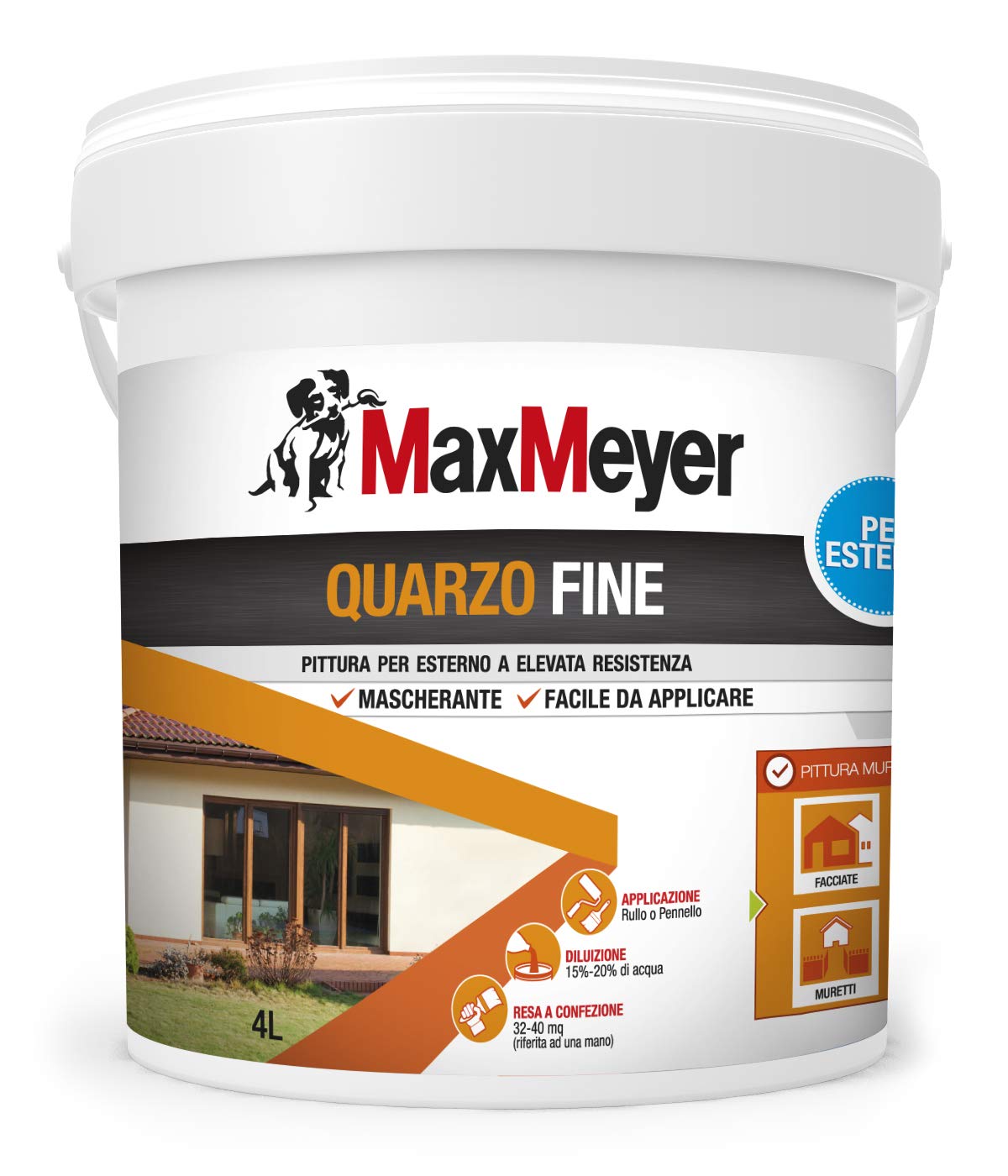 MaxMeyer Pittura per esterni Quarzo Fine BIANCO 4 L