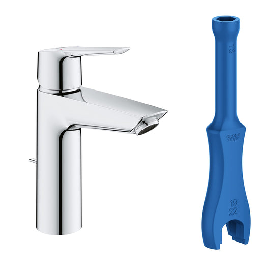 GROHE 23455002 Quickfix Start, Miscelatore Monocomando per Lavabo Taglia M, Strumento di Installazione Incluso, Cromo