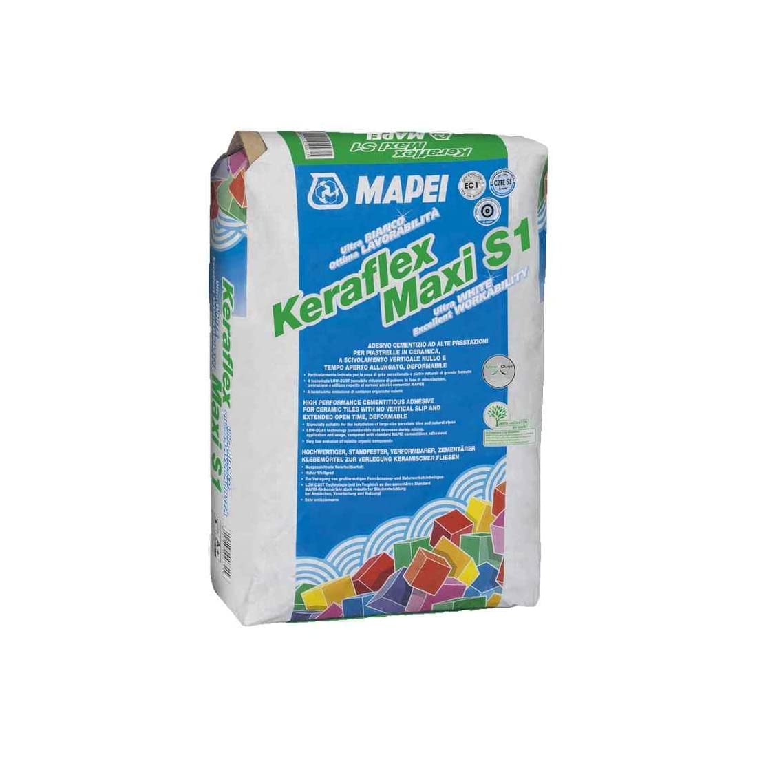 Keraflex Maxi S1 Mapei adesivo cementizio bianco per incollaggio di piastrelle 23 Kg