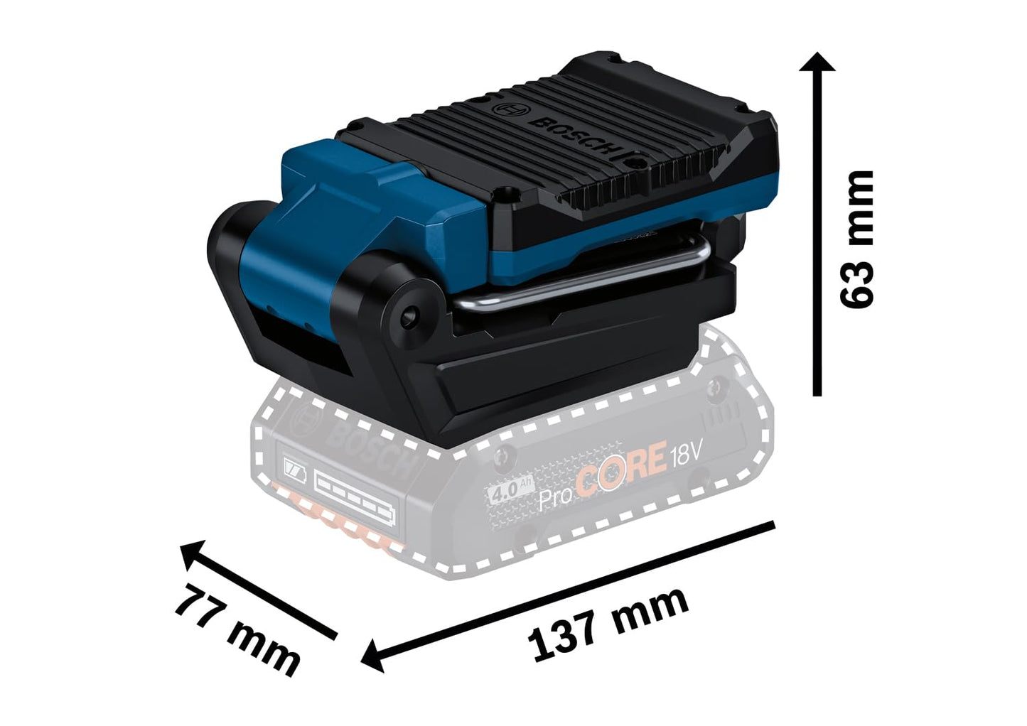 Bosch Professional 18V System Torcia a batteria GLI 18V-800 (con 800 lumen, 20 LED, testa della torcia girevole di 360° e inclinabile di 180°)