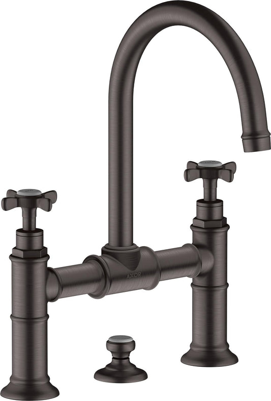 Hansgrohe Axor Montreux Miscelatore per lavabo a 2 maniglie 220, scarico a scomparsa, Colorazione: Cromo nero spazzolato