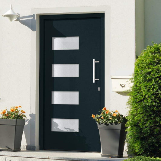 vidaXL Porta d'Ingresso in Alluminio e PVC Antracite 110x210 cm