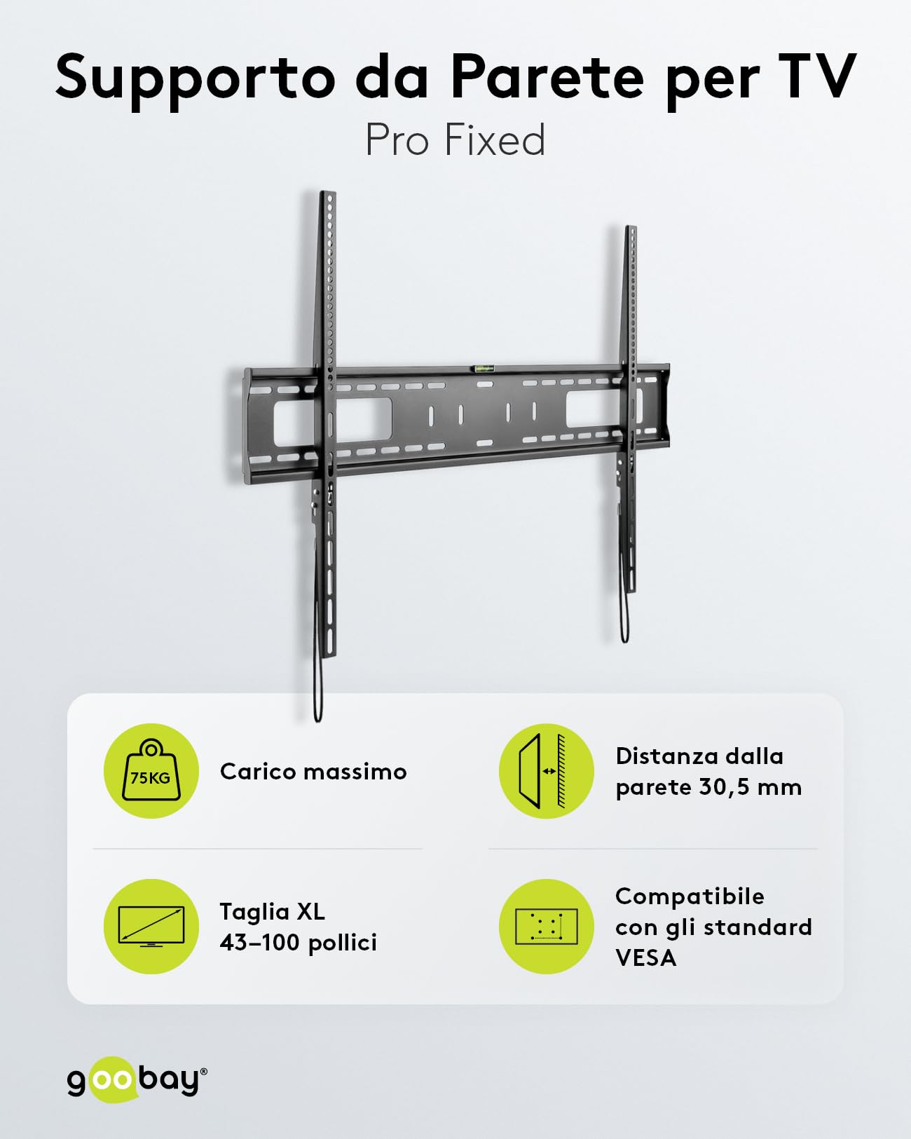 SAMSUNG TV Neo QLED QE85QN90BATXZT, Smart TV 85" Serie QN90B, Neo QLED 4K UHD & Goobay 49892 - Supporto da parete per TV Pro FIXED (XL), da 43" a 100", 75 kg