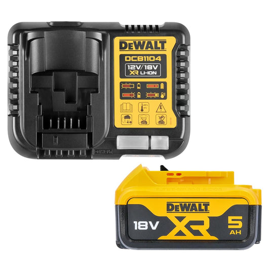 DEWALT DCB184 5.0Ah 18v XR batteria agli ioni di litio + caricatore DCB115, giallo