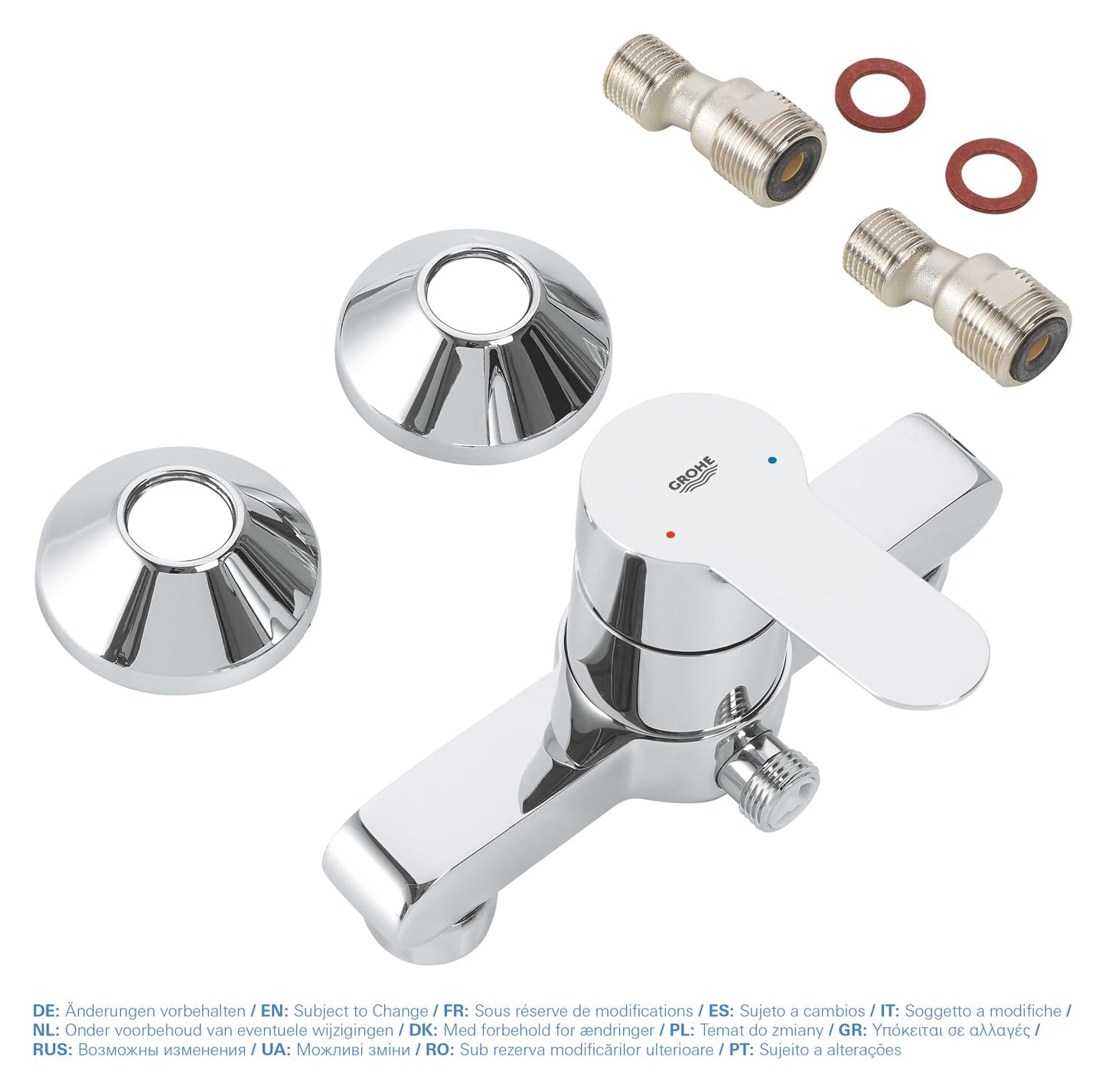 Grohe BauEdge Rubinetto per Il Bagno, Miscelatore Monocomando per Doccia, Valvola di Ritegno Integrata Chrome 23333000