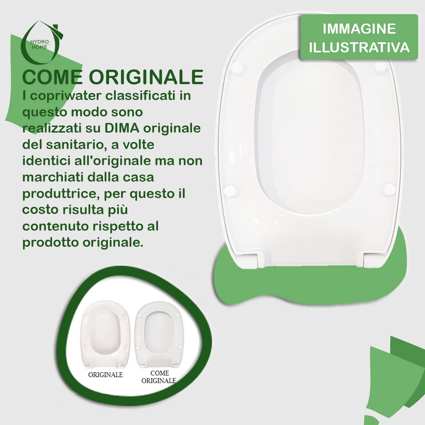 HYDRO HOME Tavoletta Wc Pozzi Ginori Easy e Easy 02 Come Originale, Copriwater In Materiale Termoindurente,Tavoletta Water Con Cerniere Fissaggio Dall'Alto MADE IN ITALY (CHIUSURA CLASSICA)