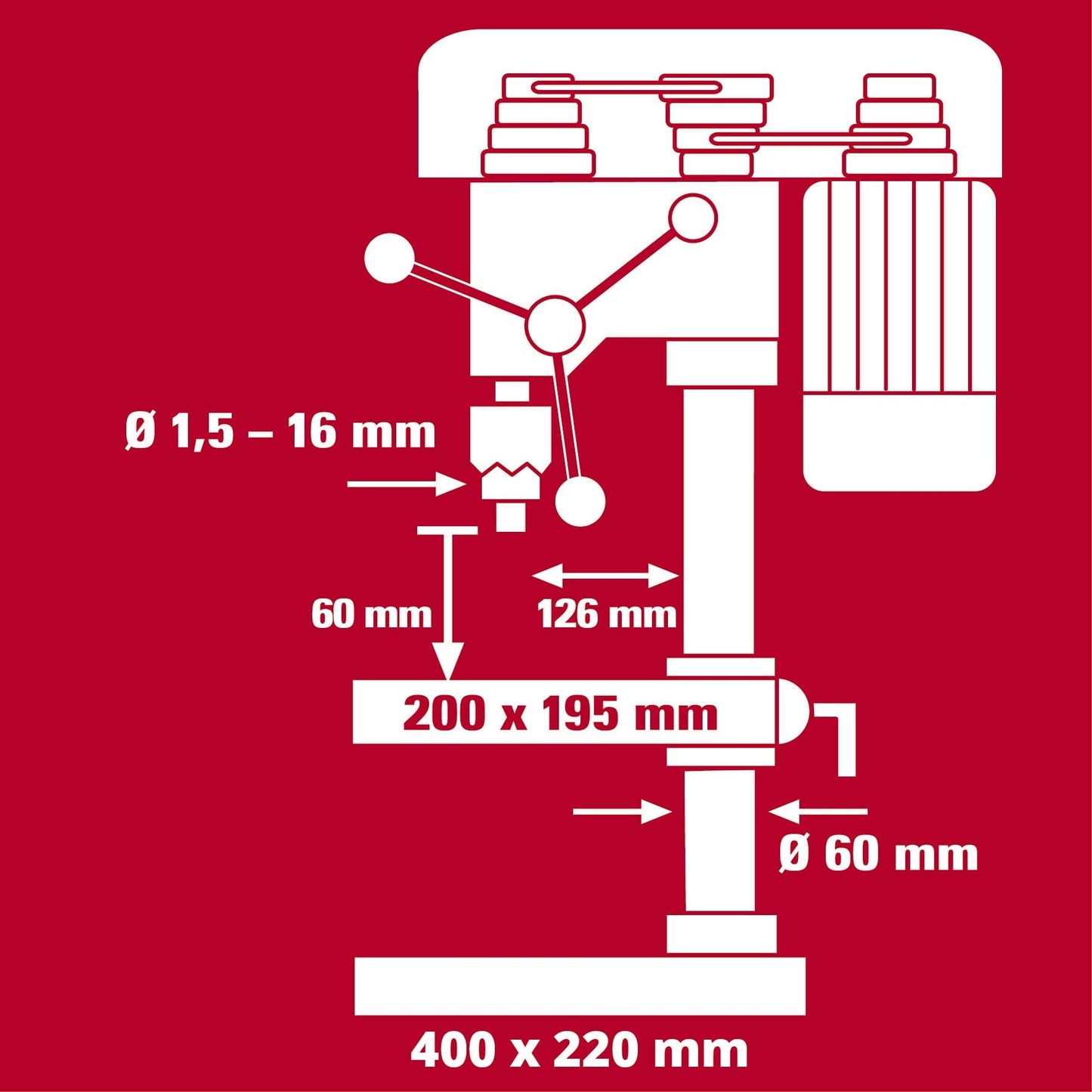 Einhell trapano a colonna TC-BD 630/1 (630 W, profondità di foratura max. 60 mm, arresto di profondità regolabile, diametro massimo del trapano 16 mm