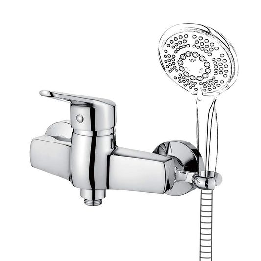 Ibergrif M12050-1 Roma, Miscelatore Bagno con Porta Soffione, Rubinetto Doccia, Cromo, Argento