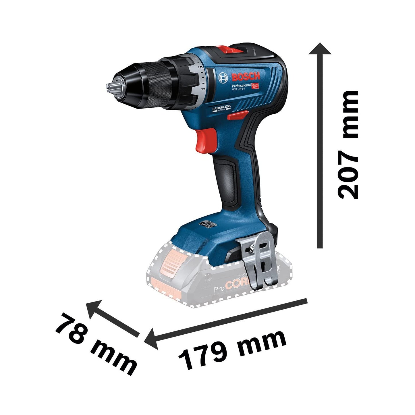 Bosch Professional 18V System Trapano-avvitatore a batteria GSR 18V-55 (incl. 2 batterie da 4,0 Ah ProCORE, caricabatteria GAL 18V-40, in L-BOXX)