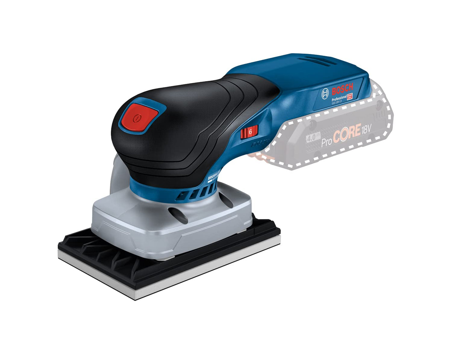 Bosch Professional 18V System Levigatrice Orbitale a Batteria Gss 18V-13 (Motore Brushless, Incl. Sacco Raccoglipolvere, 3 Piastre, 3 Fogli Abrasivi, Punzone, in L-Boxx)