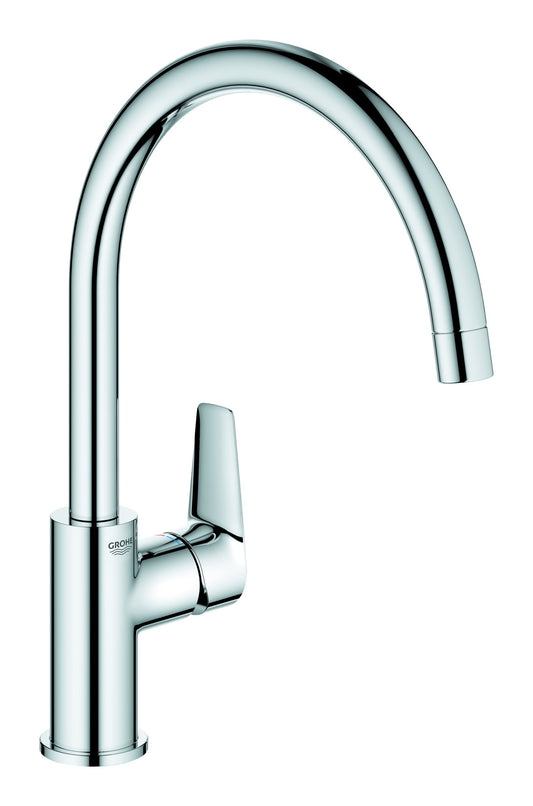 GROHE 30529001 Quickfix Start Edge, Miscelatore Monocomando per Lavello, Bocca Girevole, Sistema di Installazione Semplice, Cromo