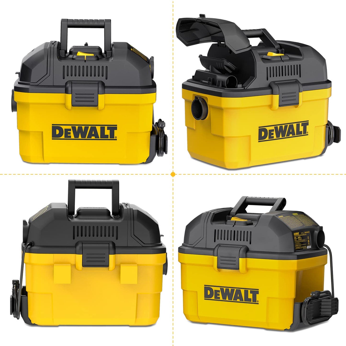 DeWalt 23 L Portatile Aspirapolvere per Solidi e Liquidi da per Garage, 1100 W, DXV23G