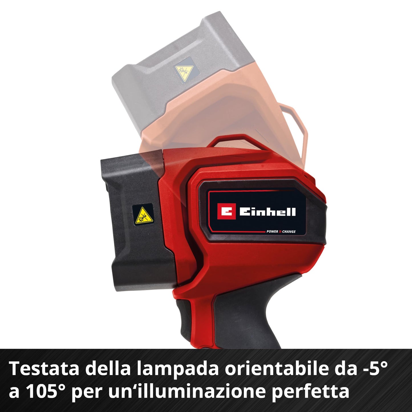 Torcia a batteria Einhell TC-CL 18/350 Li-Solo Power X-Change (18 V, 350 lm, 7000 K, portata 30 m, testata orientabile, luce LED di alta qualità, batteria esclusa)