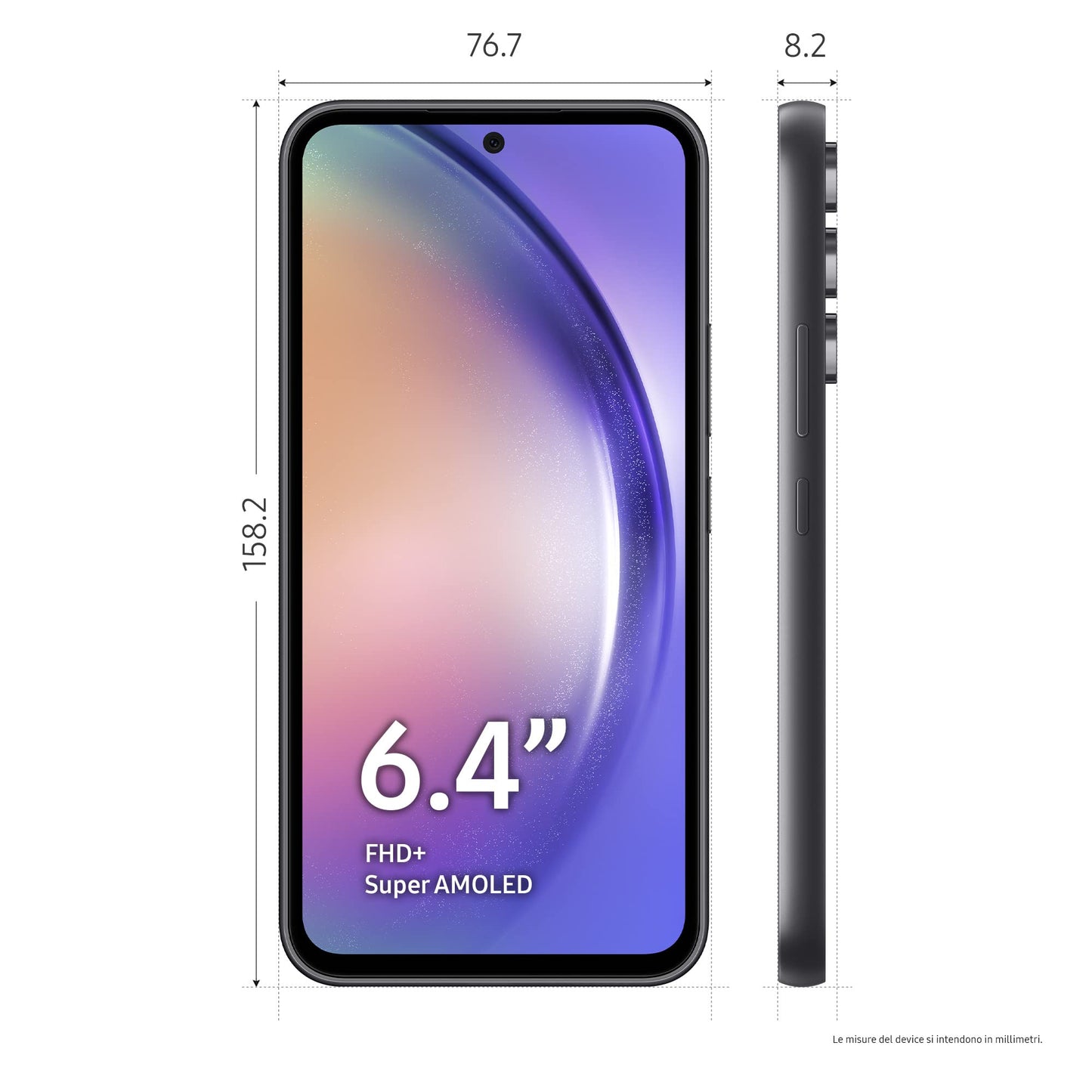 Samsung Galaxy A54 5G, Clear Cover inclusa, Smartphone Android, Display FHD+ Super AMOLED 6.4”, 8GB RAM e 128GB di memoria interna espandibile, Batteria 5.000 mAh, Awesome Graphite