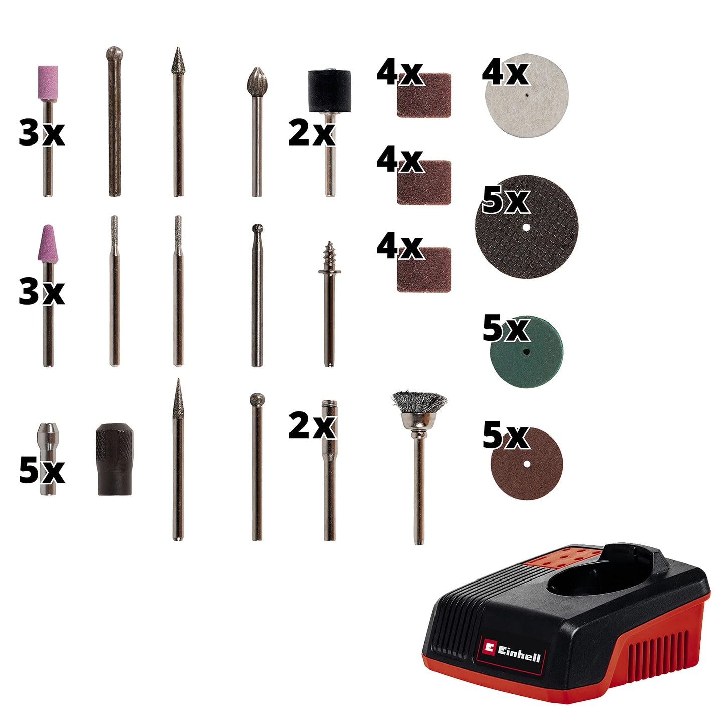 Einhell TE-MT 7,2 Li Kit Smerigliatrice a stelo/incisore a batteria (tensione 7,2 V - 1,5 Ah, giri min. 5500 - 26000, incl. 51 accessori)