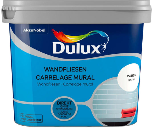 Dulux Fresh Up Vernice per piastrelle da parete, 750 ml, bianco, satinato, applicabile senza primer