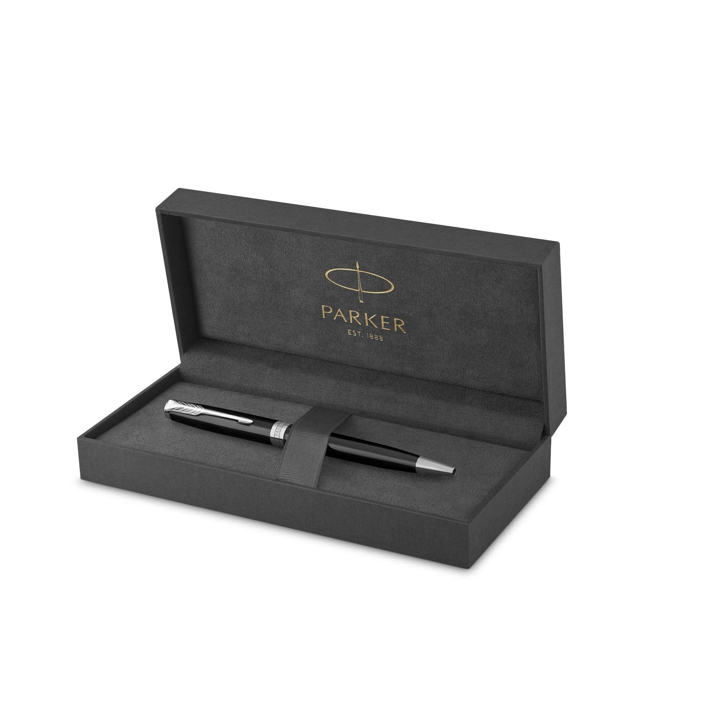 PARKER Sonnet penna a sfera sottile, laccatura di colore nero con finiture in palladio, pennino medio - Confezione regalo