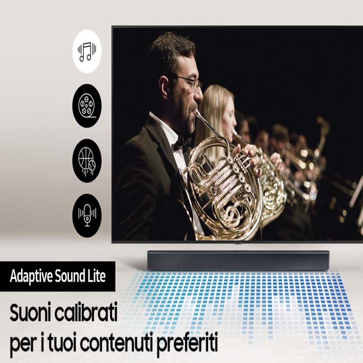 Samsung Soundbar HW-C430/ZF Serie C, 3 Speaker, Subwoofer Incluso, Audio a 2.1 Canali, Adaptive Sound Lite, Black 2023