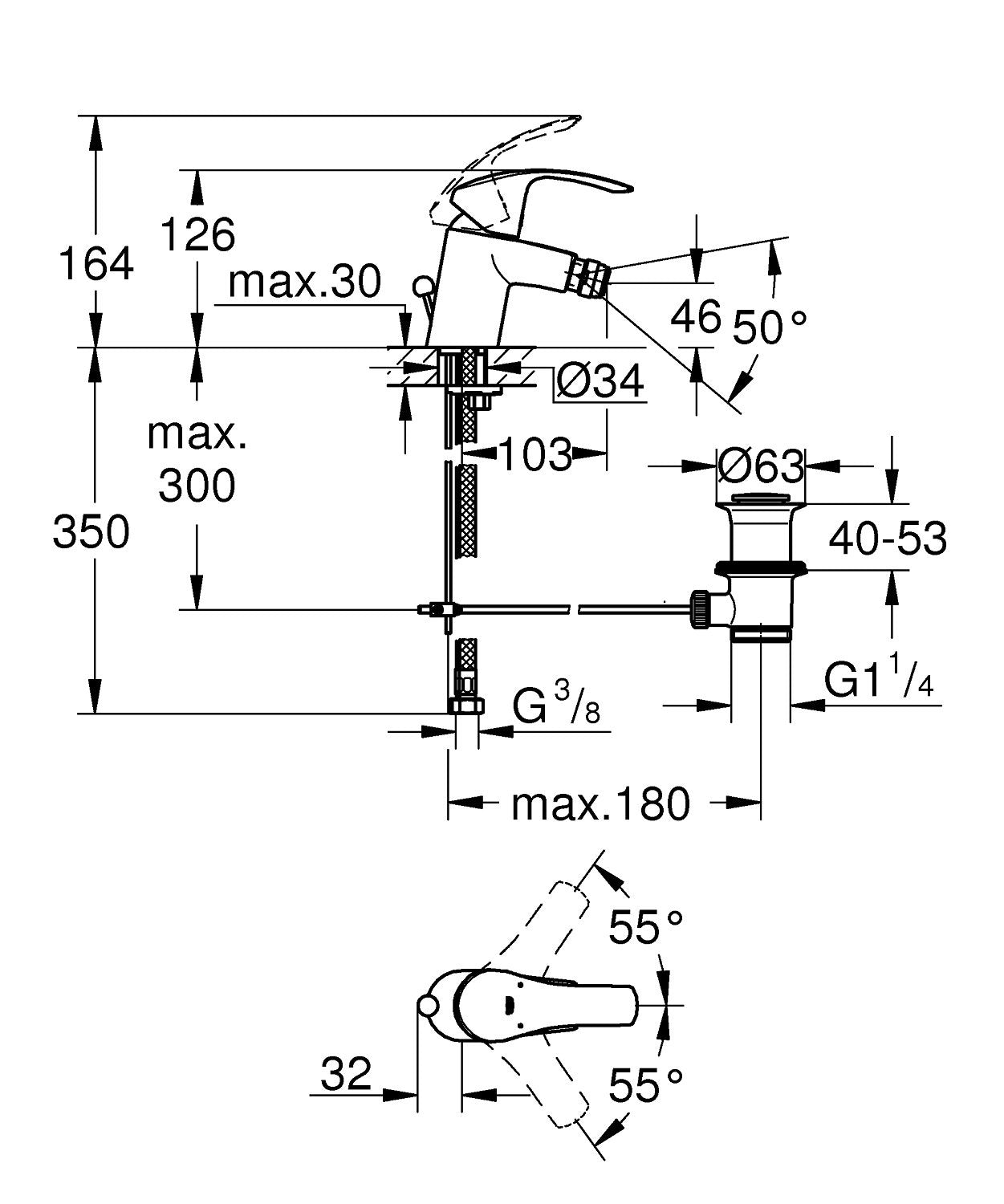 GROHE Eurosmart Miscelatore monocomando per bidet Taglia S, 32929002