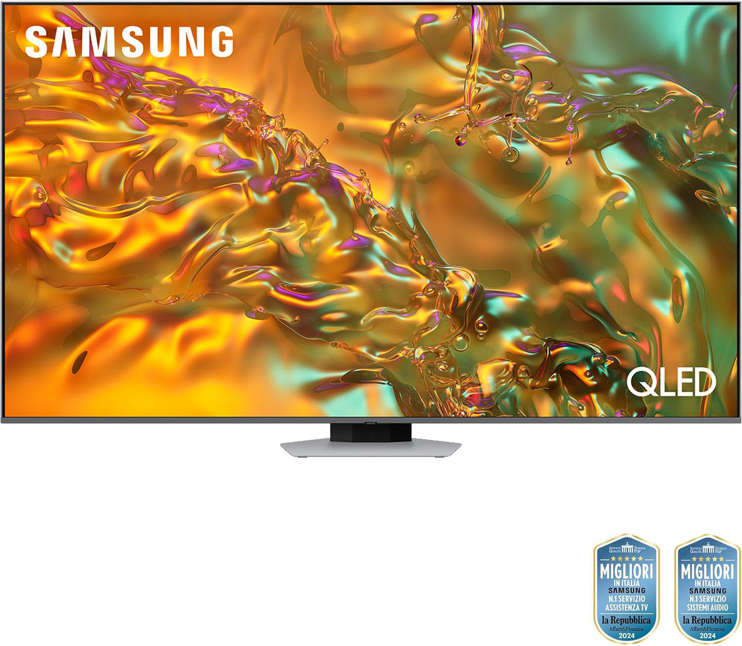 Samsung Smart TV 55" QE55Q80DAUXZT QLED 4K, Upscaling AI 4K, Processore NQ4 AI Gen2, Motion Xcelerator 120Hz, Quantum Matrix, Direct Full Array, DVBT-2, Q-Symphony & OTS Lite, Eclipse Silver, 2024