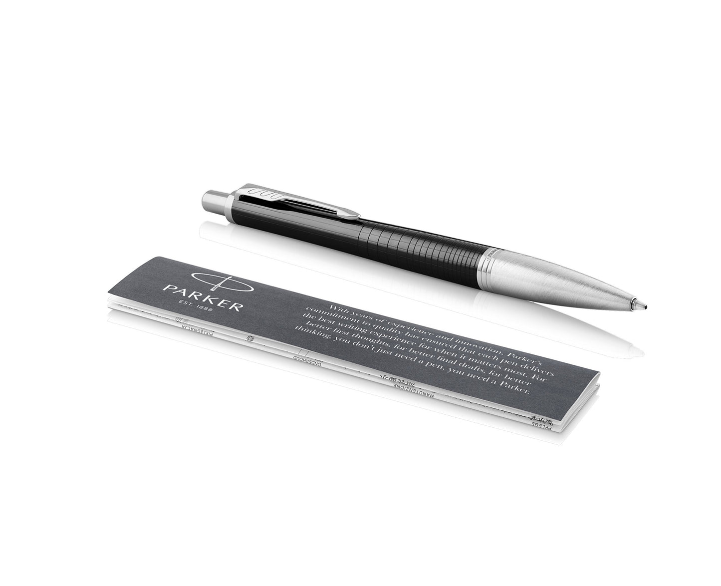 PARKER Urban penna a sfera, Premium Ebony Metal Chiselled (ebano metallizzato cesellato), punta media e ricarica di inchiostro blu (1931615)