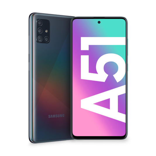 Samsung Galaxy A51 Smartphone, Display 6.5" Super AMOLED, 4 Fotocamere Posteriori, 128 GB Espandibili, RAM 4 GB, Batteria 4000 mAh, 4G, Dual Sim, Android 10, Nero