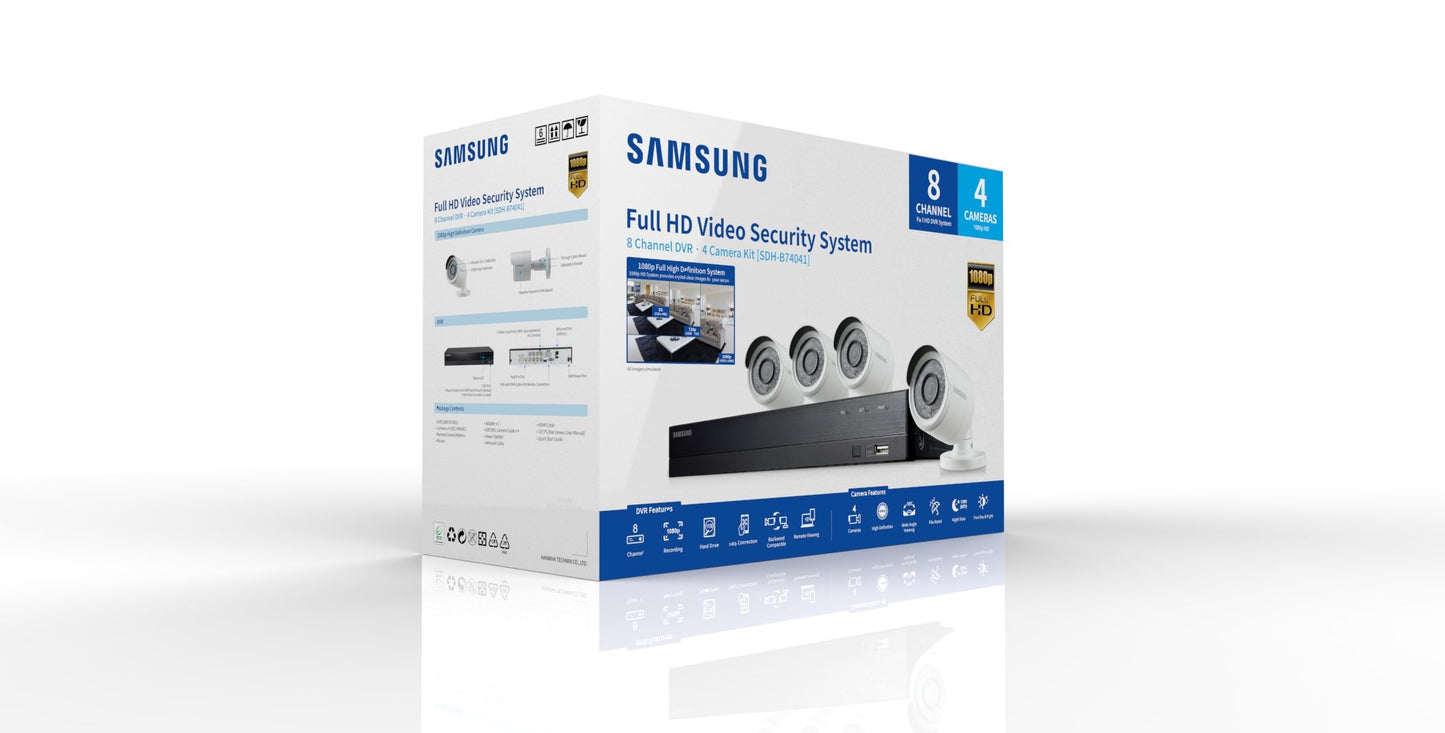 Samsung SDH-b74041 1TB 8 ch 4 CAM 1080P HD All in One CCTV Kit, 1 pezzo