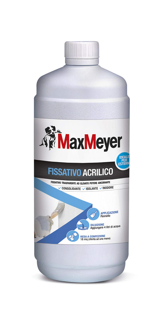 MaxMeyer Fissativo all'acqua per interni ed esterni Acrilico TRASPARENTE 1 L