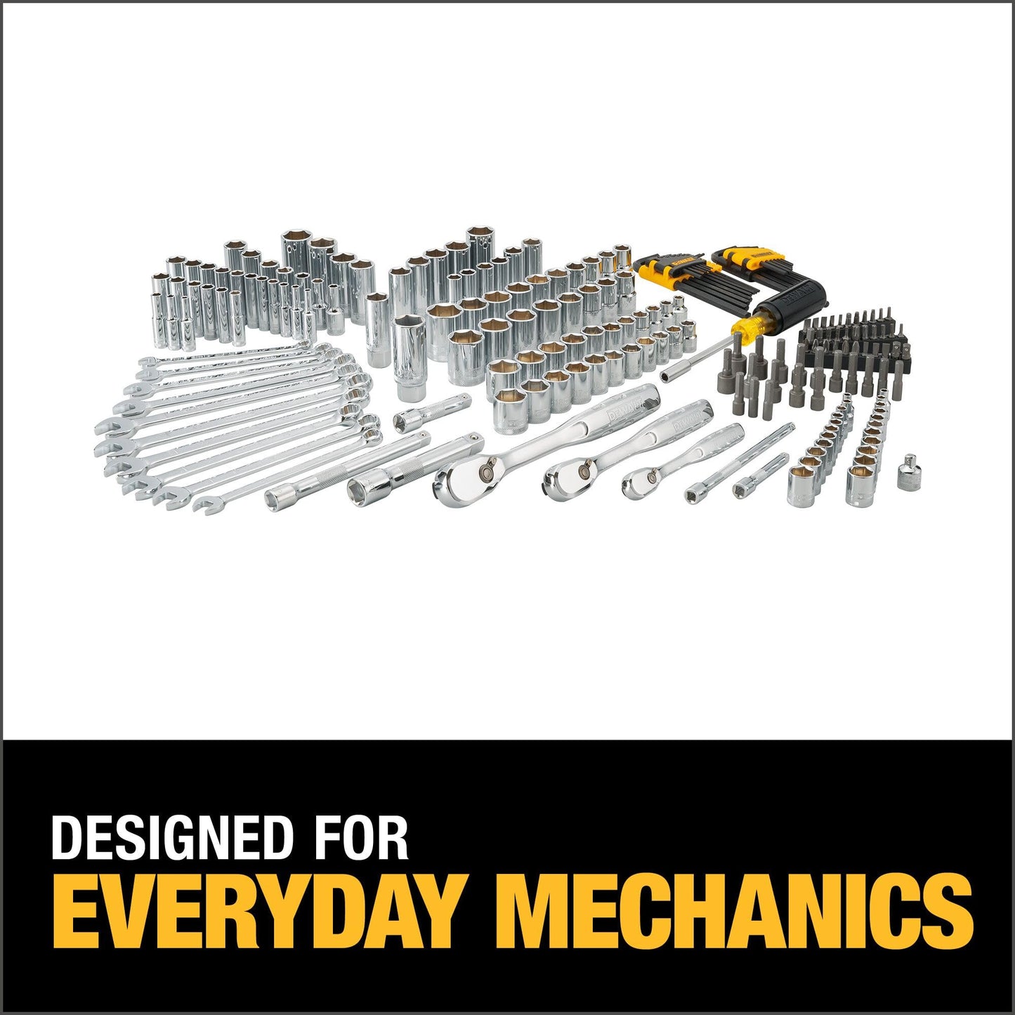 DEWALT Set di strumenti meccanici, unità da 1/4" e 3/8" e 1/2", SAE/Metric, 205 pezzi (DWMT81534)