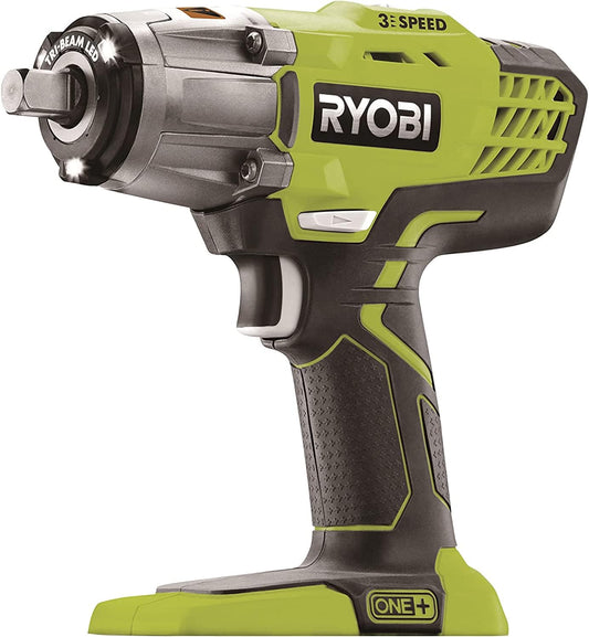 Ryobi R18IW3-0 Avvitatore ad Impulsi 1/2" a Batteria 18V ONE+, Batteria non Inclusa, 3 Velocità, 3.200 Colpi/Minuto e Velocità a Vuoto 0-2.900 Giri/Minuto