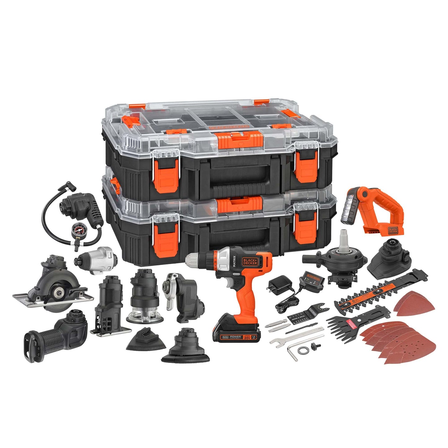 BLACK+DECKER MATRIX 20 V MAX Kit di utensili elettrici, include trapano wireless, 12 accessori e custodia di immagazzinaggio (BDCDMT1212KITC1)