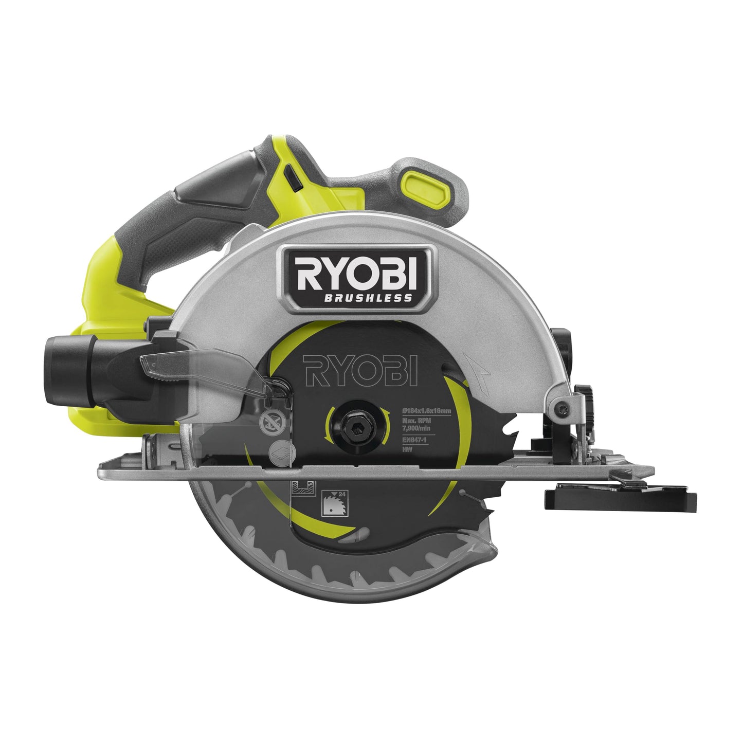 Ryobi RCS18BL-0 Sega Circolare Brushless a Batteria 18V ONE+, Indicata per Tagliare Legno, Profondità e Inclinazione Regolabili, Batteria Non Inclusa, Lama Ultrasottile Diametro 184mm con 24 Denti