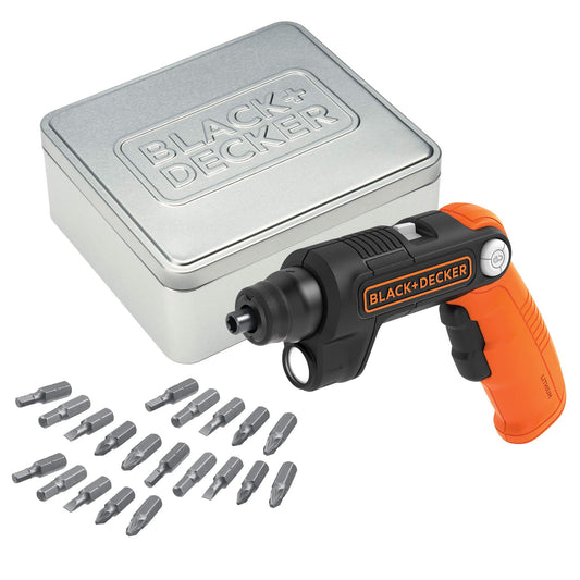 BLACK+DECKER, Avvitatore con batteria al litio 3,6 V con 20 accessori e scatola. BDCSFL20AT-QW