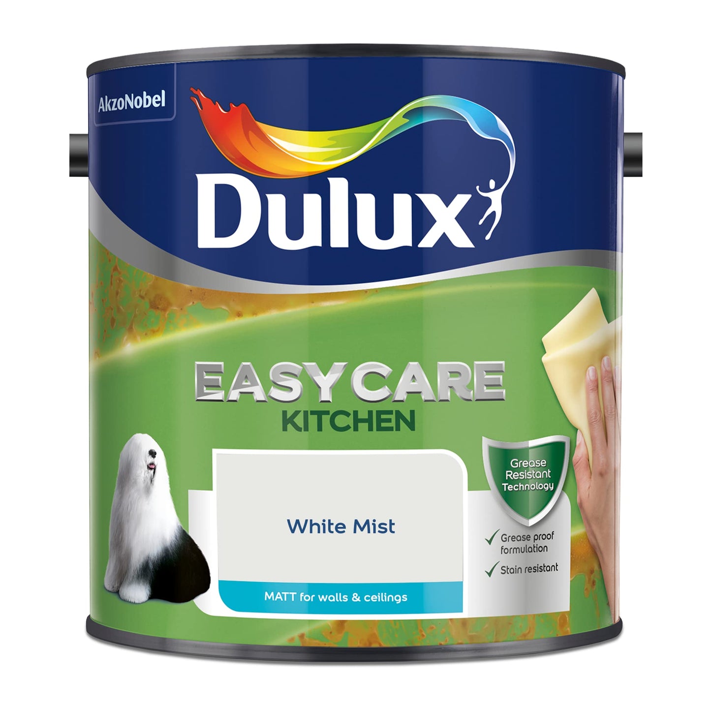 Dulux Vernice a emulsione opaca da cucina, colore bianco nebbia, 2,5 l