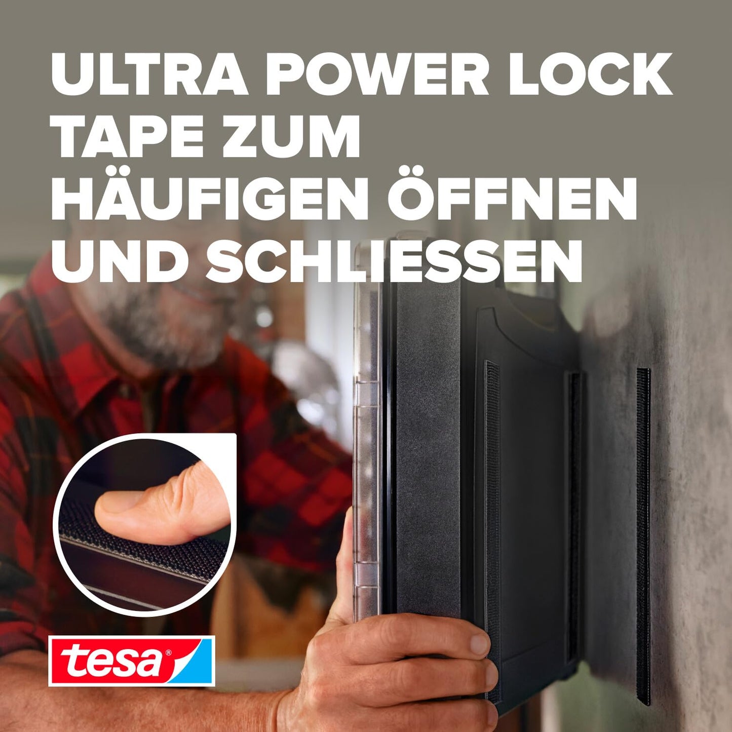 tesa Nastro adesivo Ultra Power Lock – Velcro autoadesivo con velcro estremamente forte – resistente alle intemperie, ai raggi UV e alle temperature – Nastro adesivo per interni ed esterni – 1 rotolo