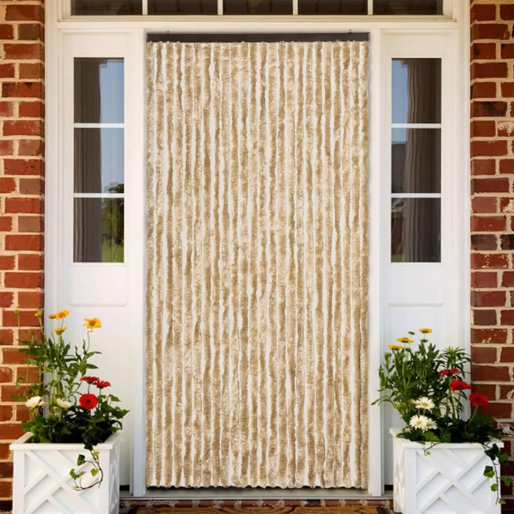 vidaXL Tenda Antimosche per Finestre e Porte Leggera Resistente all'Acqua Silenziosa Zanzariera Antiisetti 100x220 cm in Ciniglia Beige