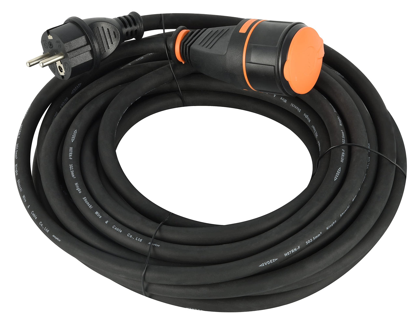 Electraline 01761 Prolunga IP44 10M in gomma H07RN-F 3G2,5mm Femmina Francese Electralock dotata di sistema di bloccaggio che impedisce la disconnessione spina, Nero