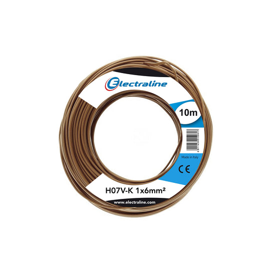 Electraline 15291 Cavo Unipolare N07V-K, Sezione 1x6 mm, 10 mt, Marrone