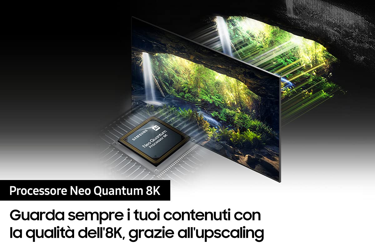 SAMSUNG QE85QN800AATXZT Smart TV 85" Neo QLED 8K, Ultra HD, Processore Neo Quantum 8K con IA, Quantum HDR, OTS+, HDMI 2.1, Wi-Fi, Infinity One design, Stainless Steel, 2021, Alexa, Google Assistant